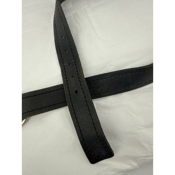 Calvin Klein Jeans Womens Black Leather Belt Silver Oval Buckle Unsized 45 in - Picture 4 of 6